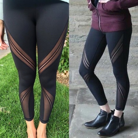 Lululemon Wunder Under Metta Black Mesh Times 4 - Picture 1 of 15